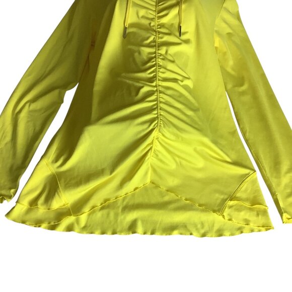Calvin Klein Performance Quick Dry Womens Yellow Hooded Long Sleeve Ruched Top M - Picture 10 of 12